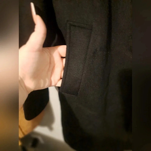 Sam Edelman Twill Walker Wool Blend Black Coat 8 - Picture 8 of 9